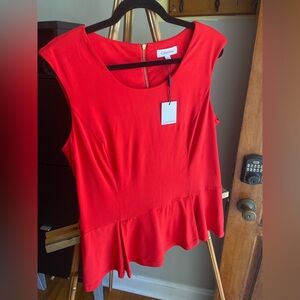 Calvin Klein Red Peplum Top – Size L